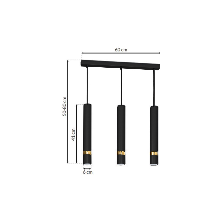Candelabro num fio JOKER 3xGU10/25W/230V preto antigo