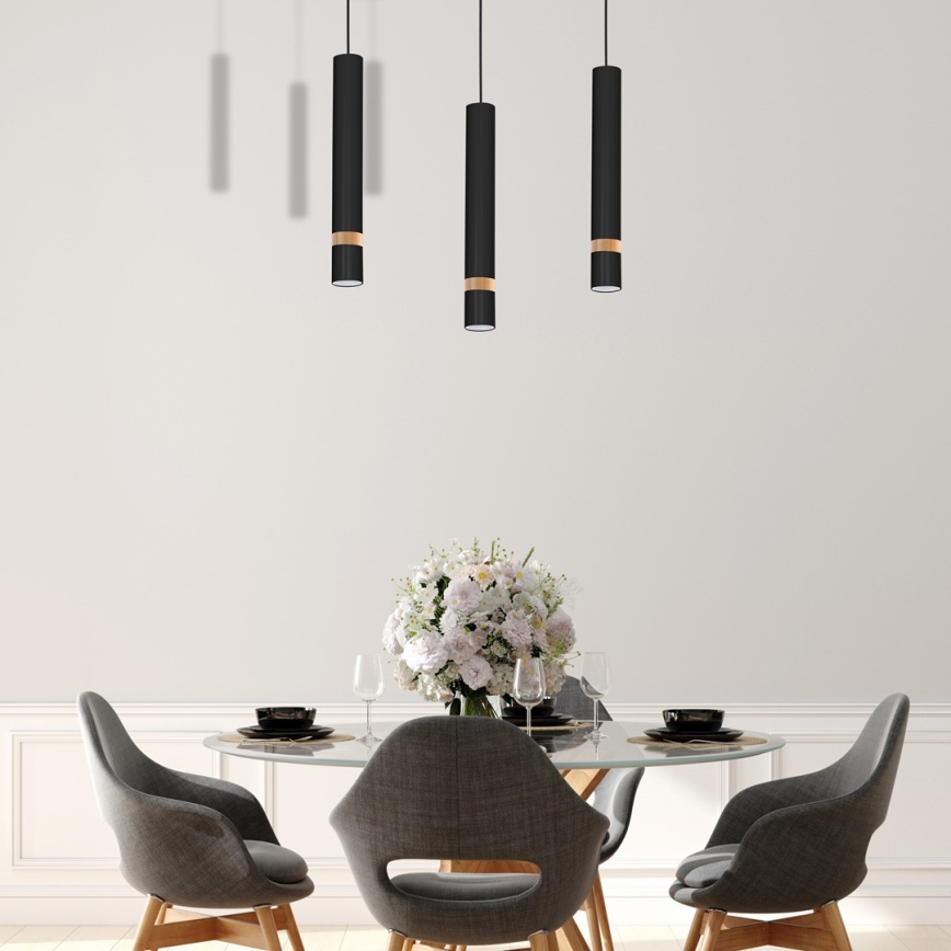 Candelabro num fio JOKER BLACK WOOD 3xGU10/8W/230V