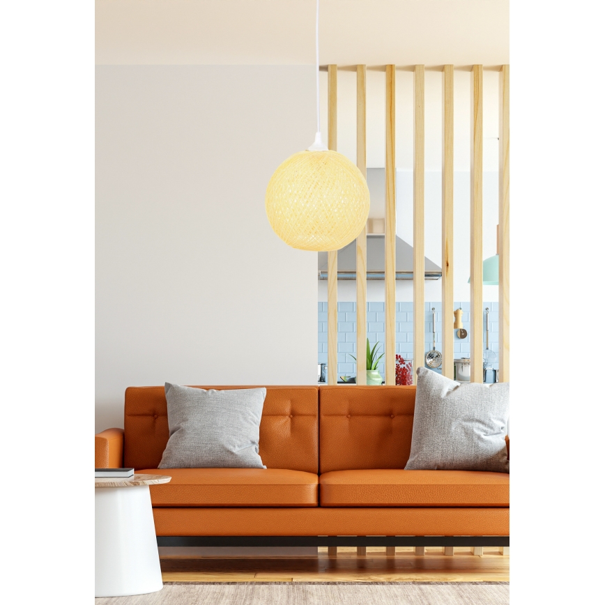 Candelabro num fio JUTE 1xE27/60W/230V amarelo