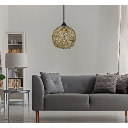 Candelabro num fio JUTE 1xE27/60W/230V amarelo