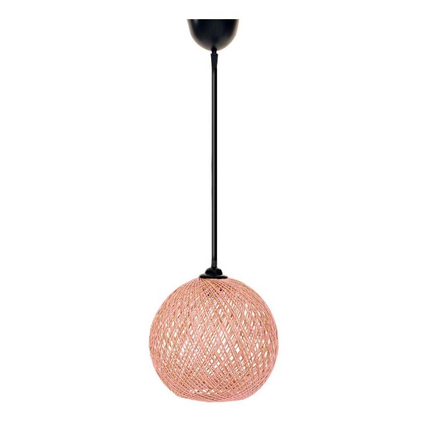 Candelabro num fio JUTE 1xE27/60W/230V rosa