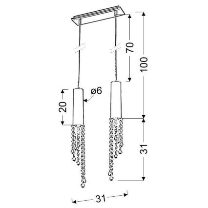 Candelabro num fio LED DUERO 2xLED/3W/230V