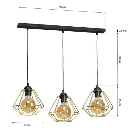 Candelabro num fio LUPO 3xE27/60W/230V
