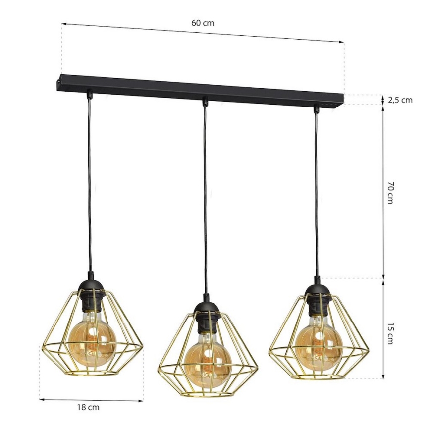 Candelabro num fio LUPO 3xE27/60W/230V