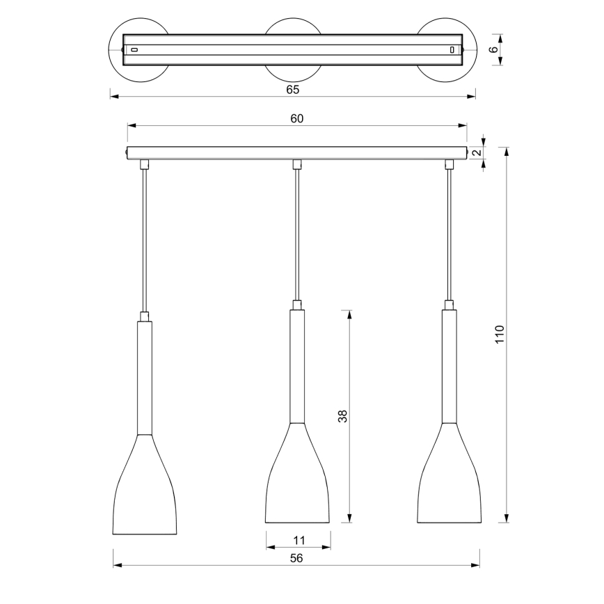 Candelabro num fio MUZA 3xE27/60W/230V
