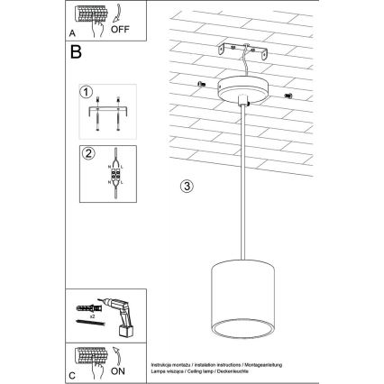 Candelabro num fio ORBIS 1 1xGU10/40W/230V cinzento