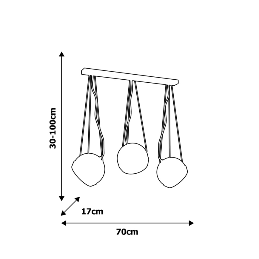 Candelabro num fio OVAL 3xE27/60W/230V