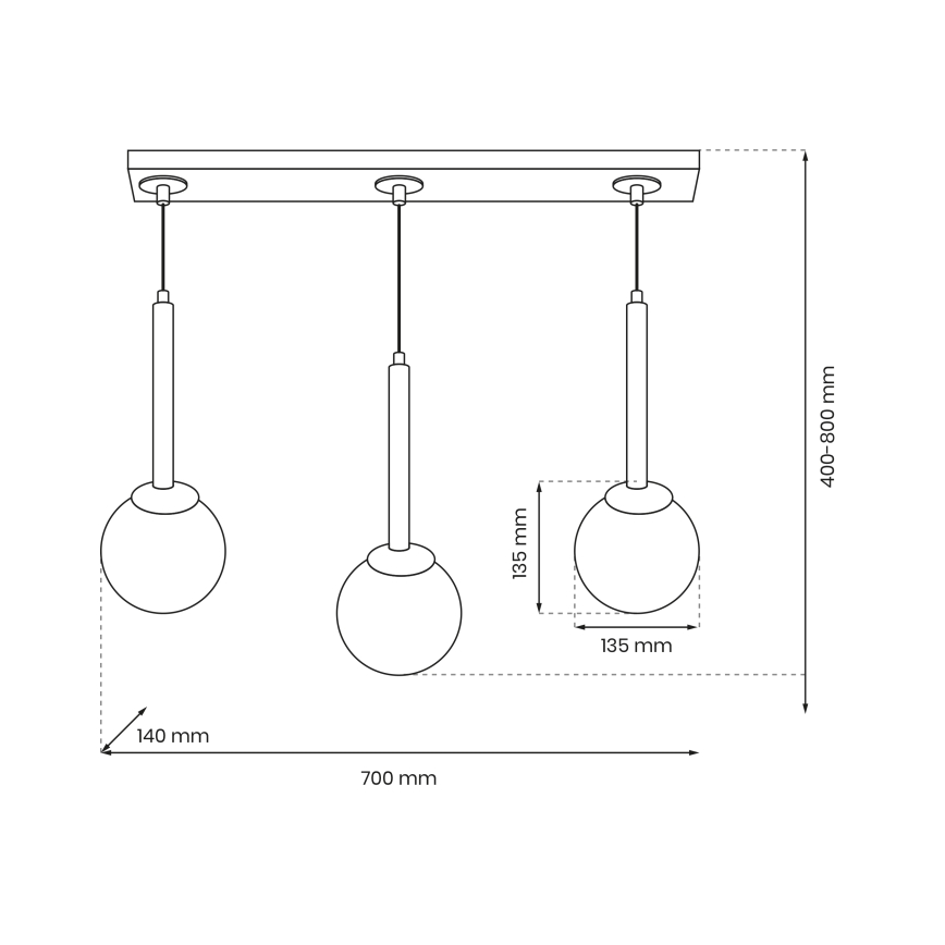 Candelabro num fio PARMA 3xE14/40W/230V