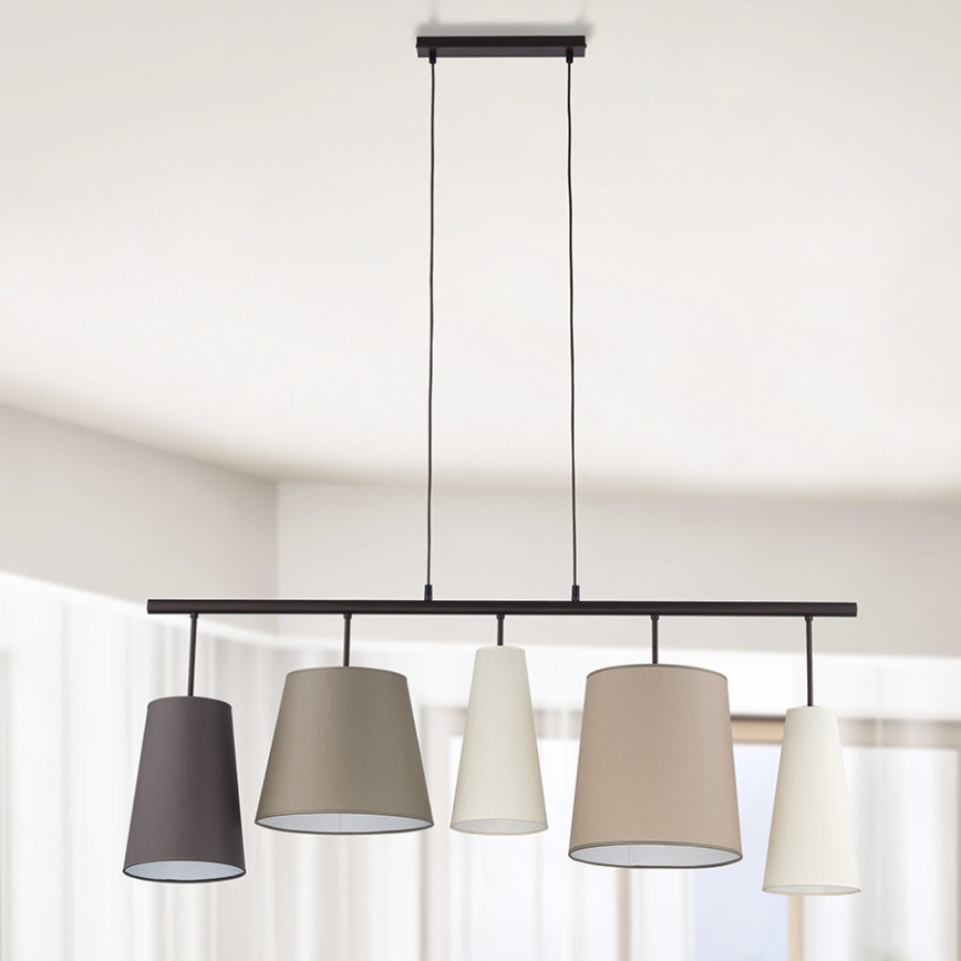 Candelabro num fio PEDRO 5xE27/60W/230V bege