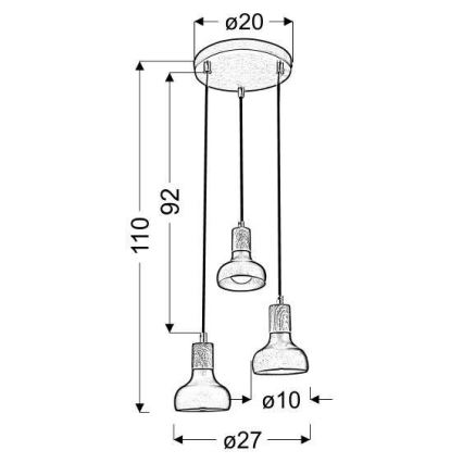Candelabro num fio PUERTO 3xE14/40W/230V