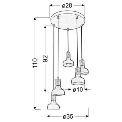 Candelabro num fio PUERTO 5xE14/40W/230V