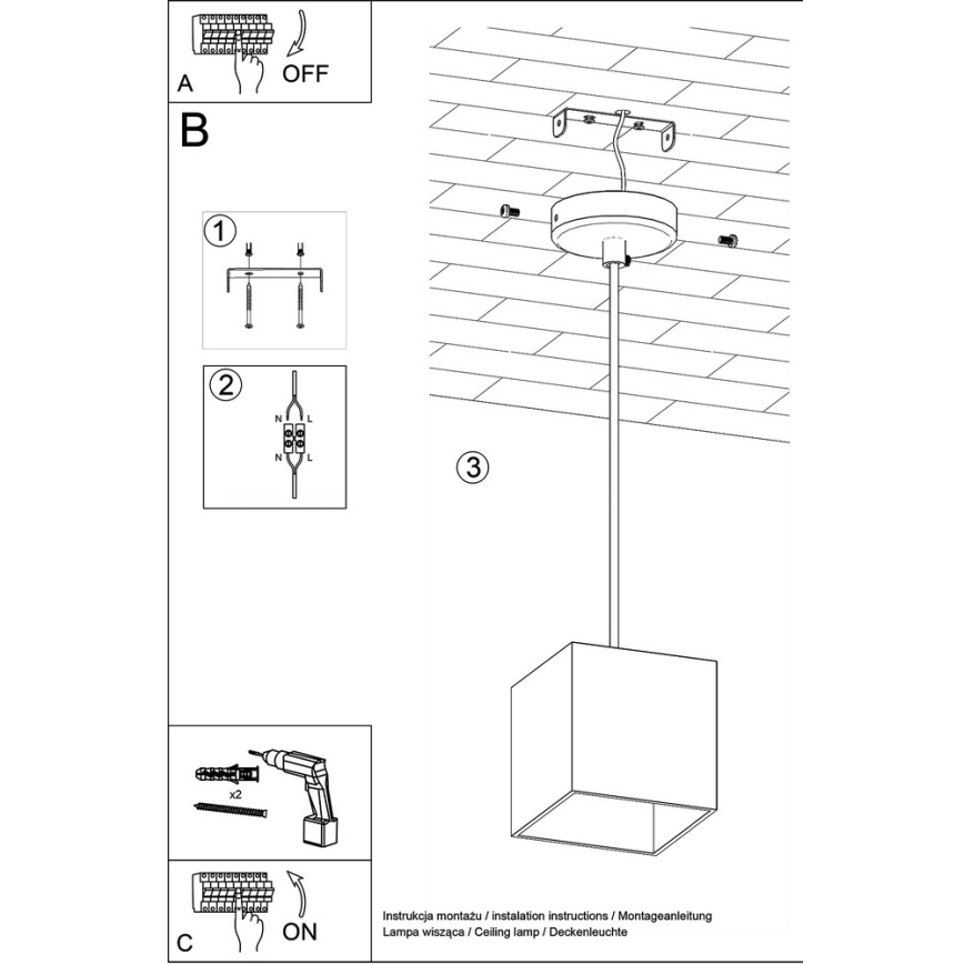 Candelabro num fio QUAD 1 1xGU10/40W/230V branco