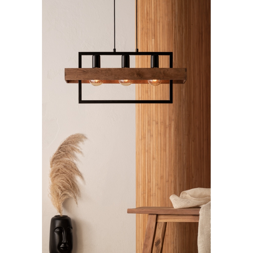 Candelabro num fio ROBIN 3xE27/60W/230V madeira