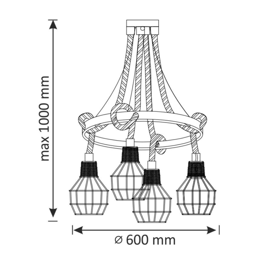Candelabro num fio ROPE ALEGRA 4xE27/10W/230V