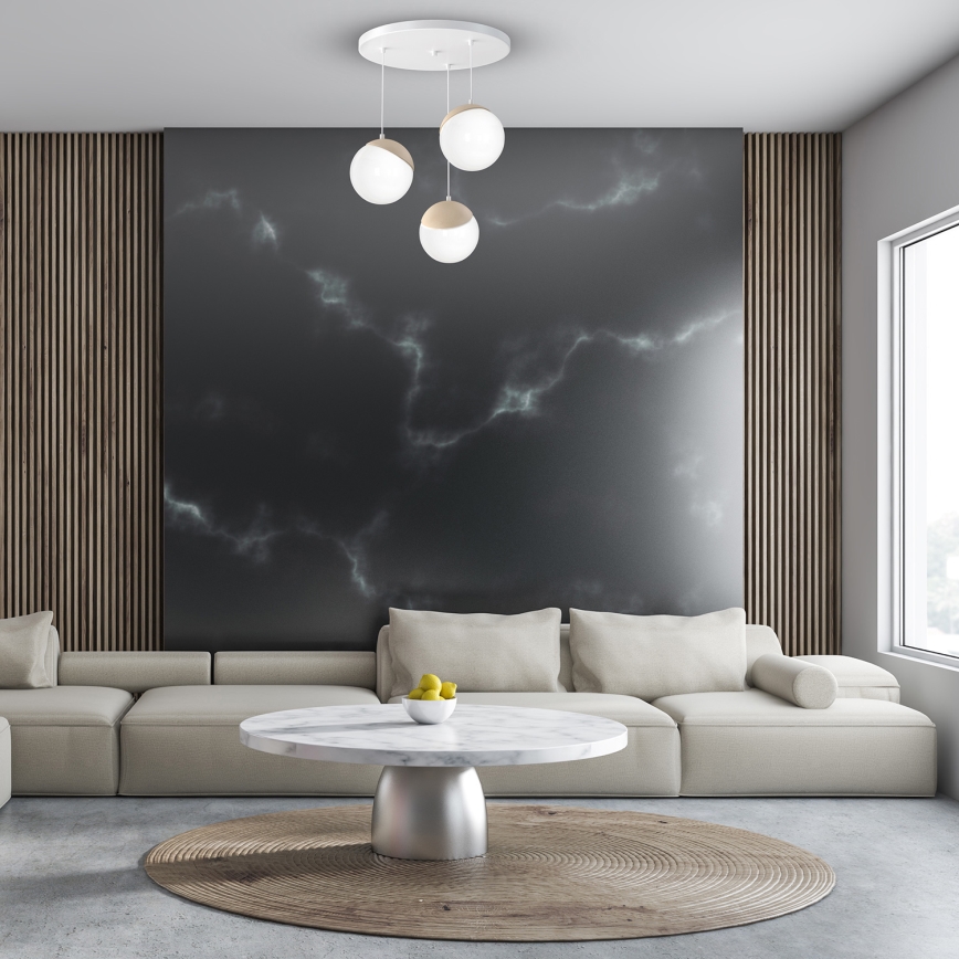 Candelabro num fio SFERA WOOD 3xE14/40W/230V