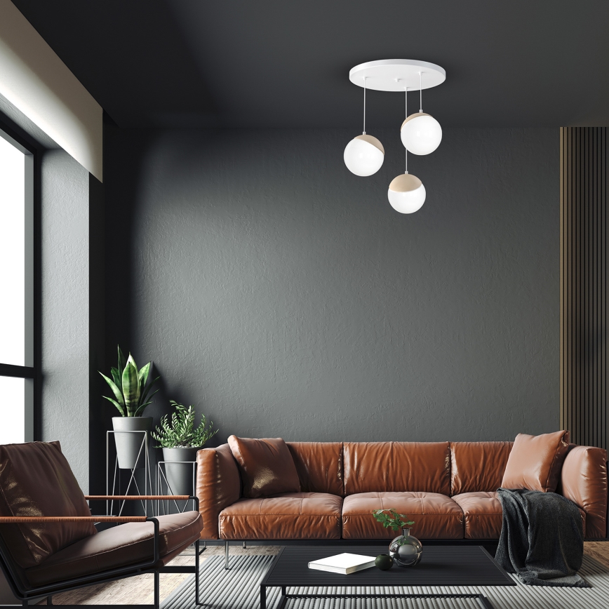 Candelabro num fio SFERA WOOD 3xE14/40W/230V