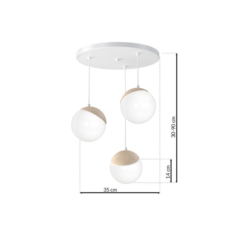 Candelabro num fio SFERA WOOD 3xE14/40W/230V