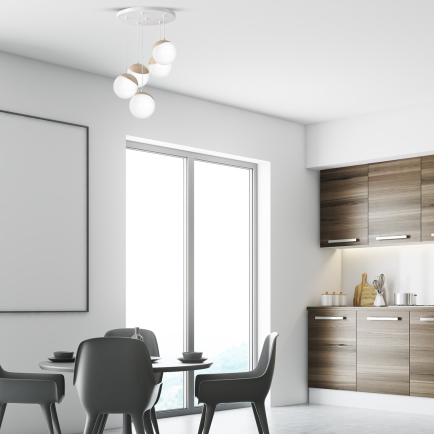 Candelabro num fio SFERA WOOD 5xE14/40W/230V