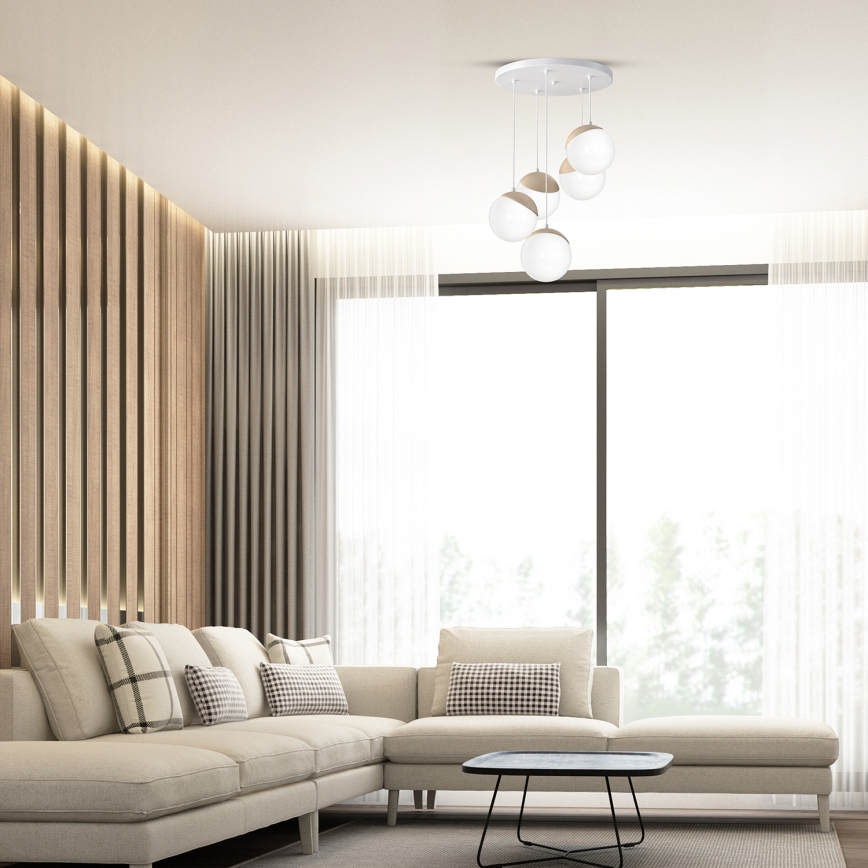 Candelabro num fio SFERA WOOD 5xE14/40W/230V