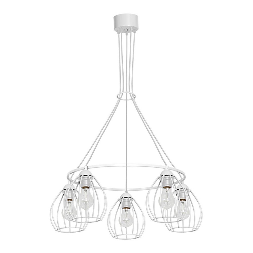 Candelabro num fio STAR 5xE27/60W/230V branco