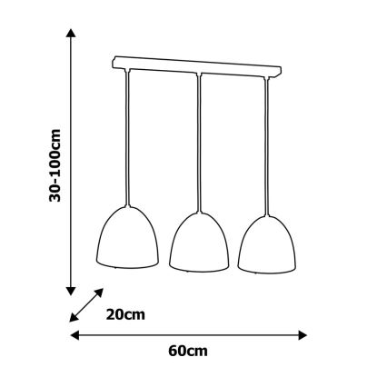 Candelabro num fio VEGAS 3xE27/60W/230V