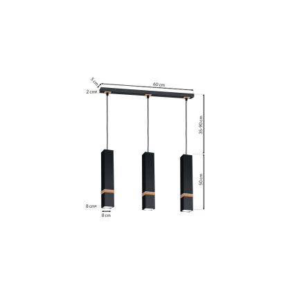 Candelabro num fio VIDAR 3xGU10/25W/230V
