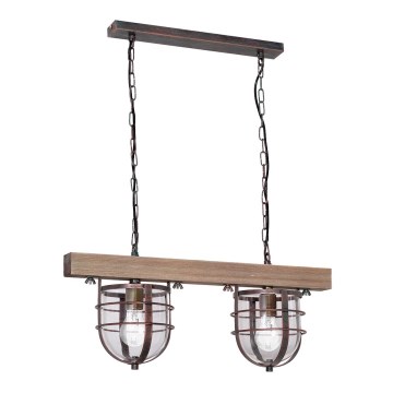 Candelabro numa corrente ANDER 2xE27/60W/230V castanho claro
