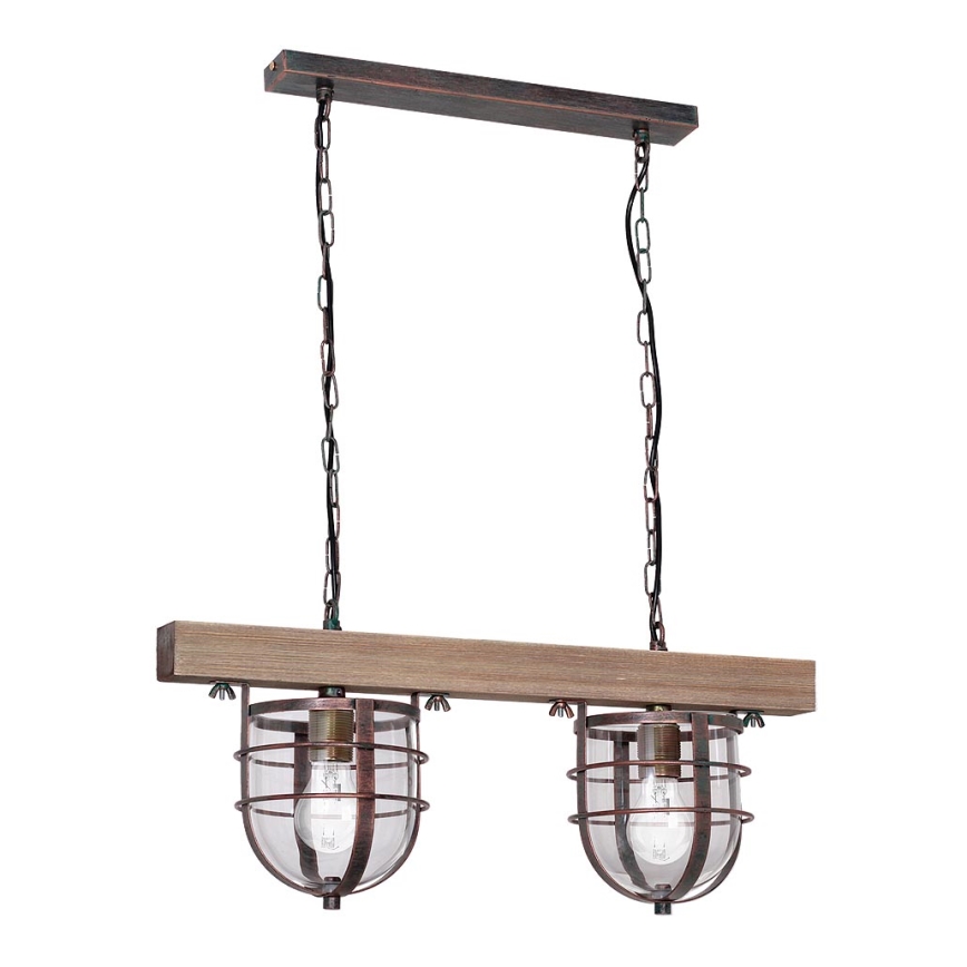 Candelabro numa corrente ANDER 2xE27/60W/230V castanho claro