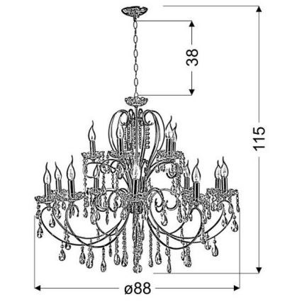 Candelabro numa corrente AURORA 15xE14/40W/230V