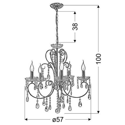 Candelabro numa corrente AURORA 5xE14/40W/230V
