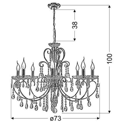 Candelabro numa corrente AURORA 8xE14/40W/230V