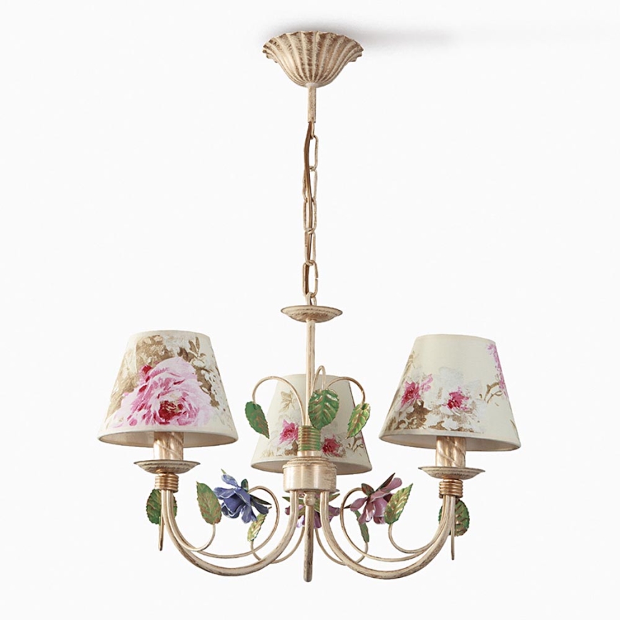 Candelabro numa corrente CAMELLIA 3xE14/40W/230V rosa