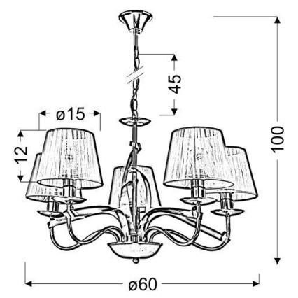 Candelabro numa corrente DIVA 5xE14/40W/230V