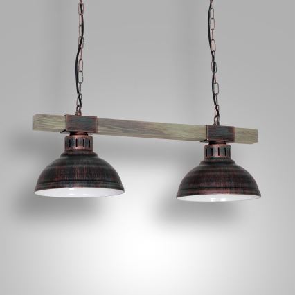 Candelabro numa corrente HAKON 2xE27/60W/230V pátina