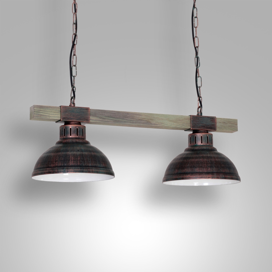 Candelabro numa corrente HAKON 2xE27/60W/230V pátina