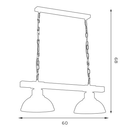 Candelabro numa corrente HAKON 2xE27/60W/230V pátina