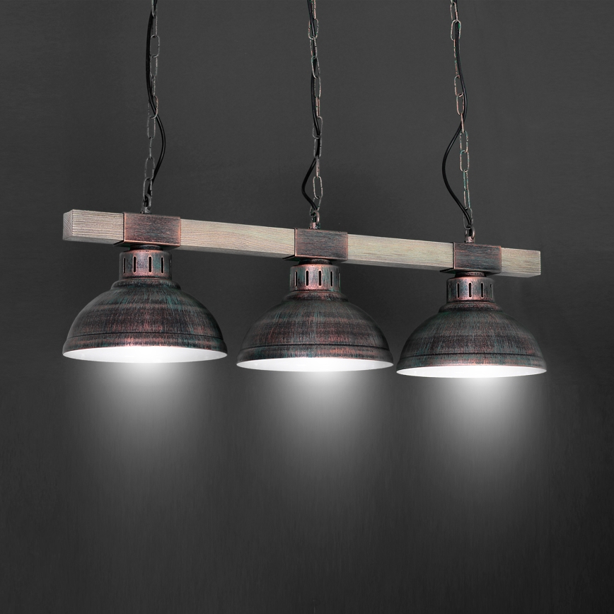 Candelabro numa corrente HAKON 3xE27/60W/230V pátina
