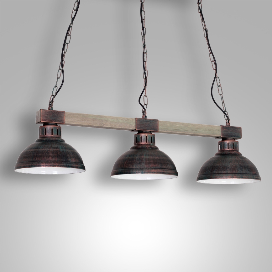 Candelabro numa corrente HAKON 3xE27/60W/230V pátina