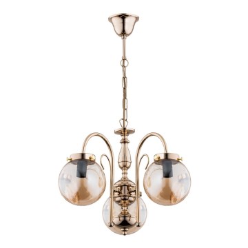 Candelabro numa corrente HERO 3xE14/40W/230V dourado