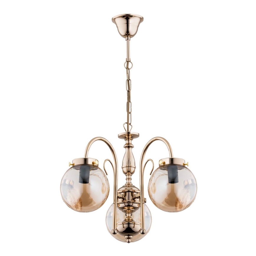 Candelabro numa corrente HERO 3xE14/40W/230V dourado