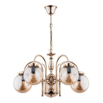 Candelabro numa corrente HERO 5xE14/40W/230V dourado