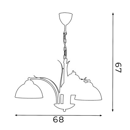 Candelabro numa corrente KORFU 3xE27/60W/230V