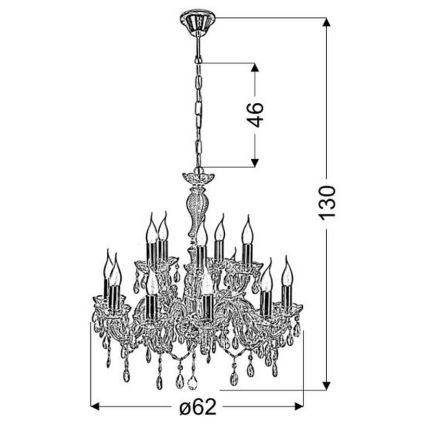 Candelabro numa corrente MARIA TERESA 12xE14/40W/230V