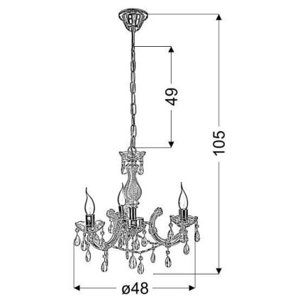 Candelabro numa corrente MARIA TERESA 3xE14/40W/230V