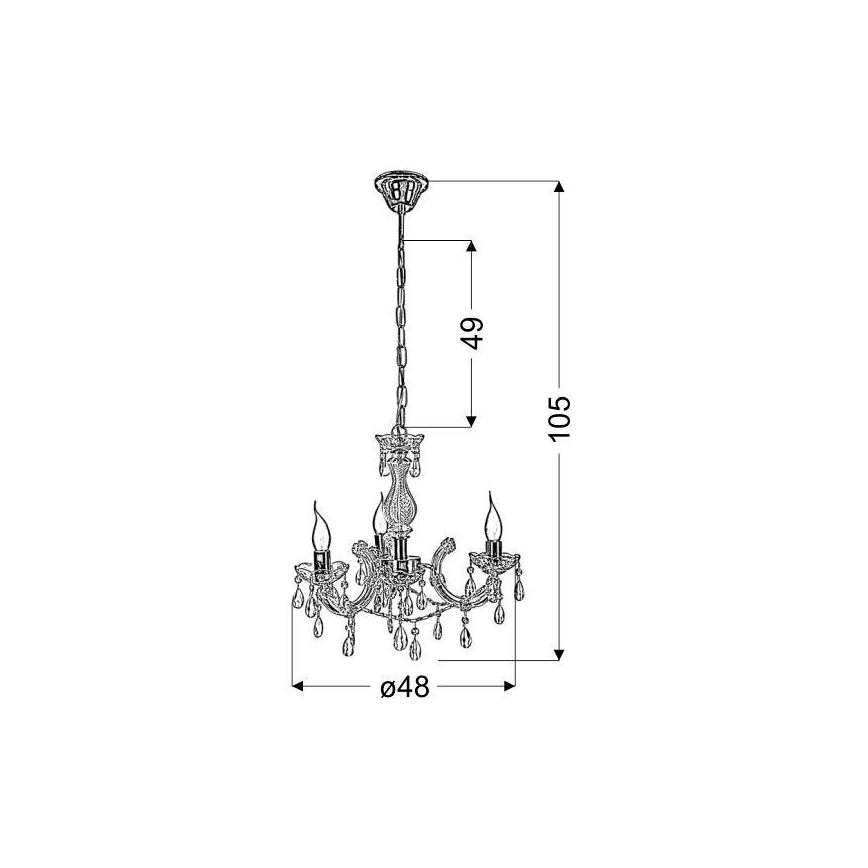Candelabro numa corrente MARIA TERESA 3xE14/40W/230V
