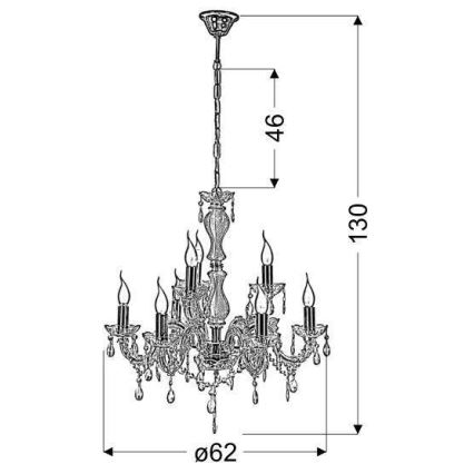 Candelabro numa corrente MARIA TERESA 8xE14/40W/230V
