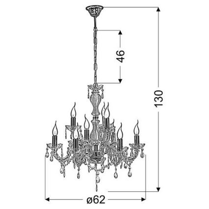 Candelabro numa corrente MARIA TERESA 9xE14/40W/230V