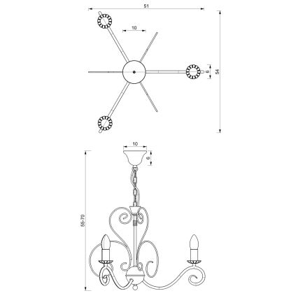 Candelabro numa corrente MAURO 3xE14/60W/230V