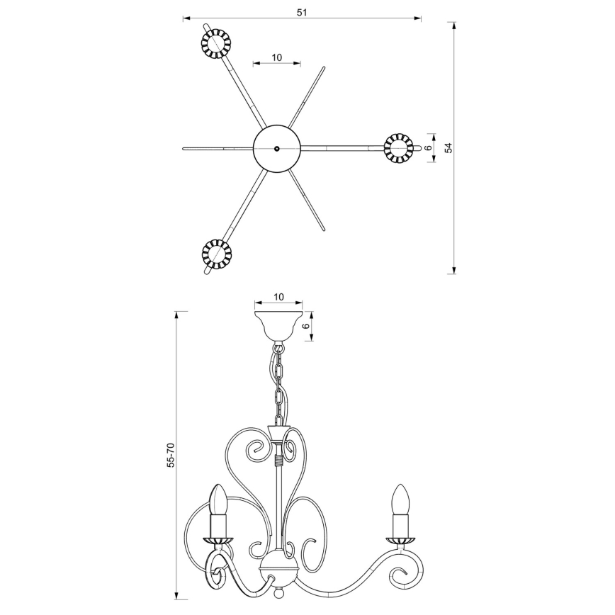 Candelabro numa corrente MAURO 3xE14/60W/230V