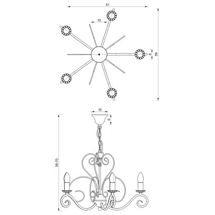 Candelabro numa corrente MAURO 5xE14/60W/230V